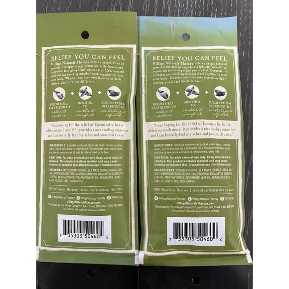 Village Naturals Therapy Mineral Bath Soak Aches & Pains Cold & Allergy Lot of 4 - Picture 5 of 6